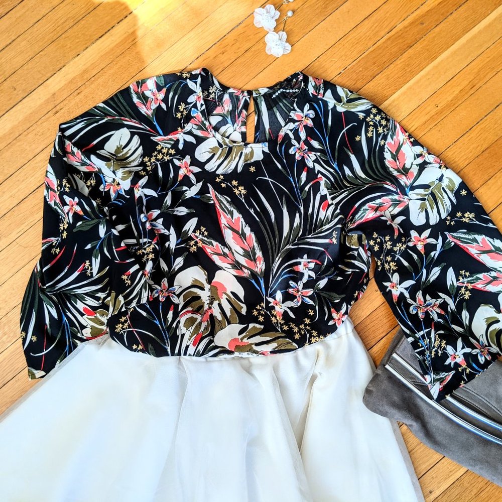 Code x Mode Tropical Kimono Bell Sleeve Top